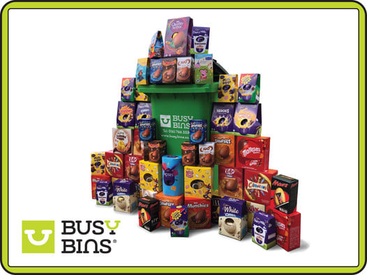 Busy Bins Green 240L Bin with Black Lid surrounded by Easter Eggs